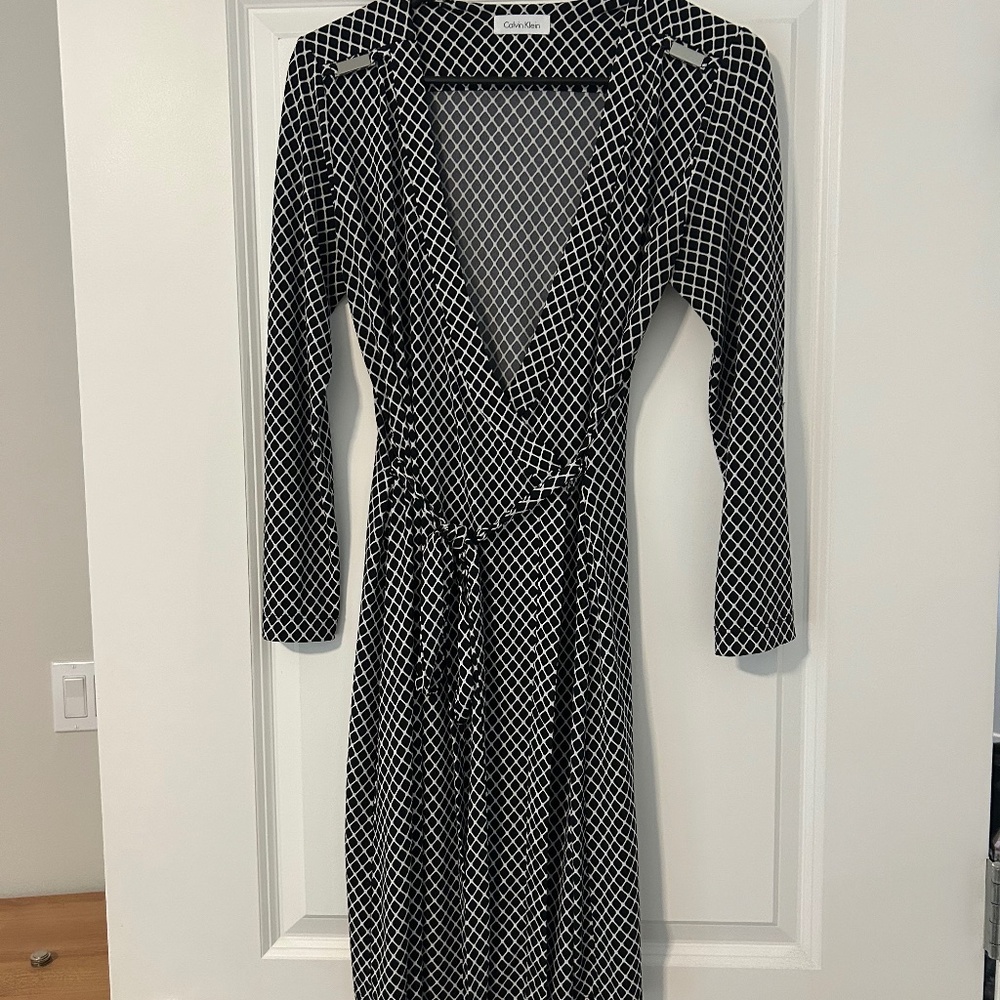 Calvin Klein Black & White Wrap Dress